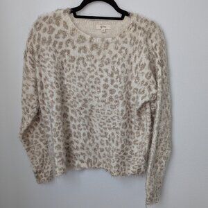 Payton Primrose by Anthropologie Super Fuzzy Cheetah Print Sweater, Medium